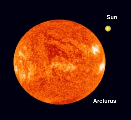 arcturus size compared to the sun