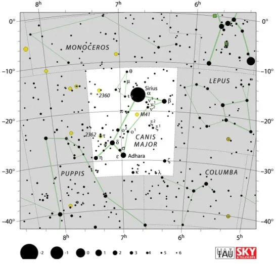 Canis Major constellation,canis major stars,canis major star map