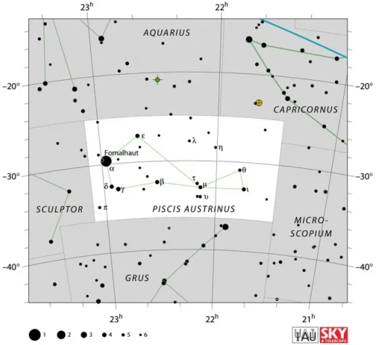 Piscis Austrinus,Piscis Austrinus stars,southern fish constellation,Piscis Austrinus star map