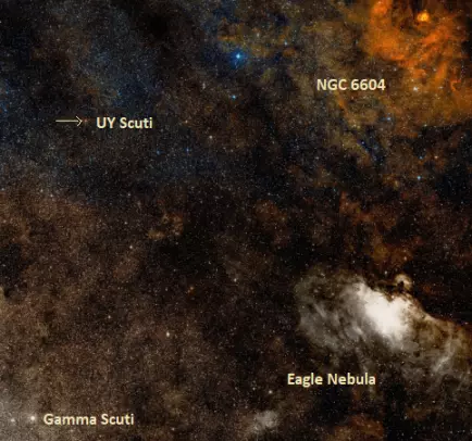 find uy scuti,where is uy scuti