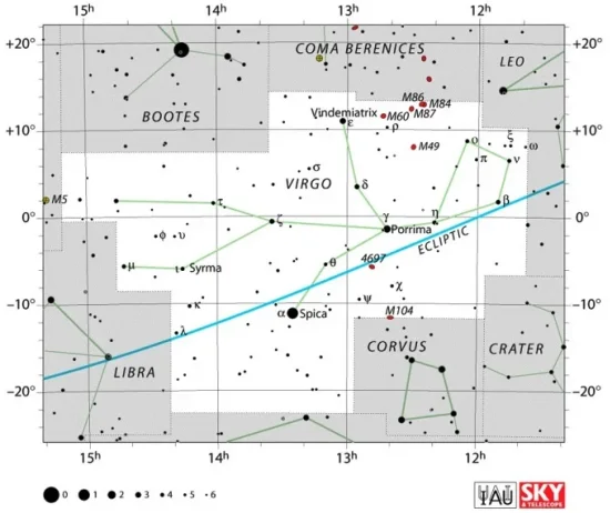 Virgo constellation,virgo stars,virgo star map