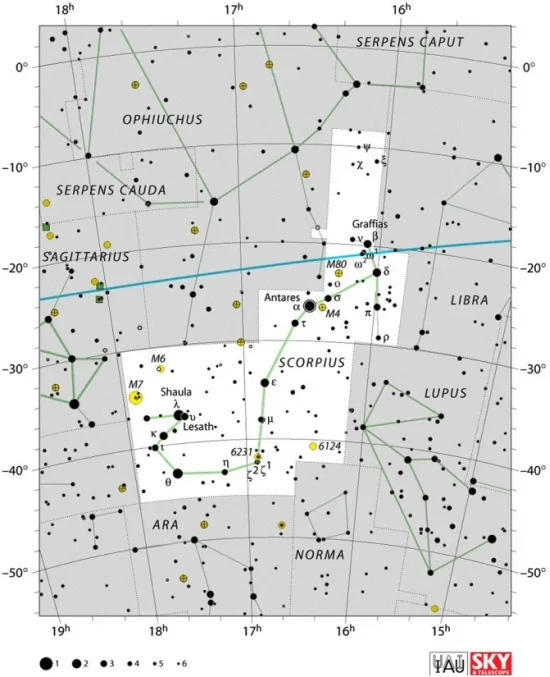 Scorpius constellation,scorpius stars,scorpius star map