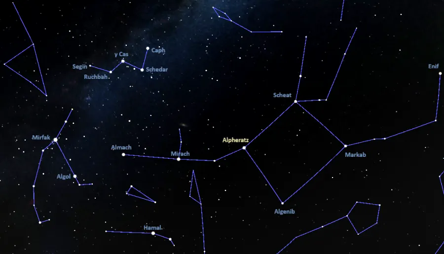 how to find alpheratz,alpha andromedae location,sirrah location,where is alpheratz in the sky