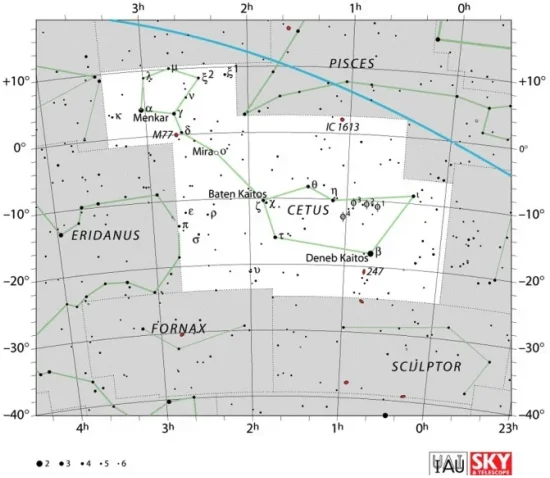 Cetus constellation,cetus stars,cetus star map