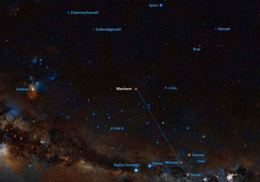 where is menkent,how to find theta centauri