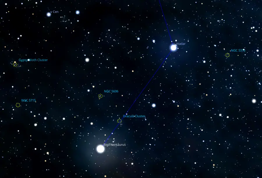 rigil kentaurus,hadar,ngc 5617,ngc 5606