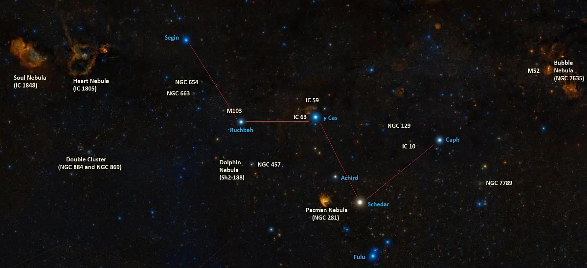 deep sky objects in cassiopeia constellation