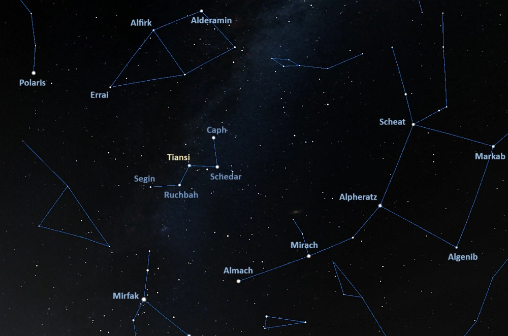 how to find gamma cassiopeiae,where is gamma cassiopeiae in the sky