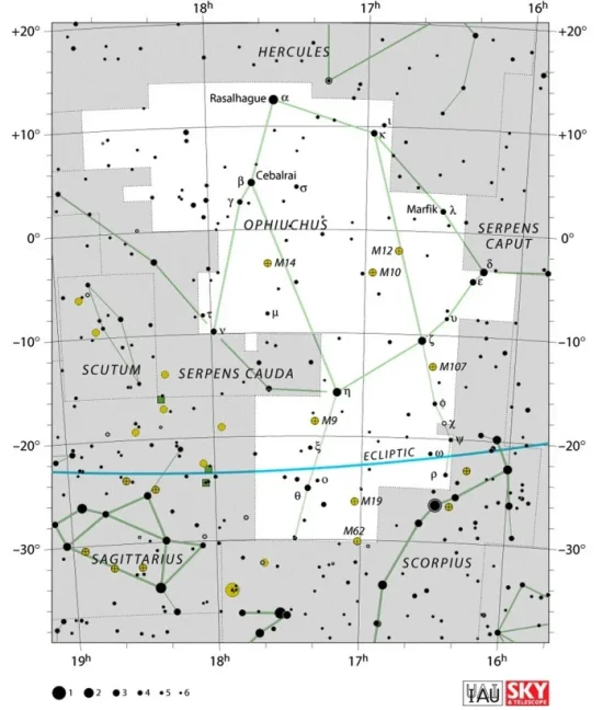 Ophiuchus constellation,ophiuchus stars,ophiuchus star map