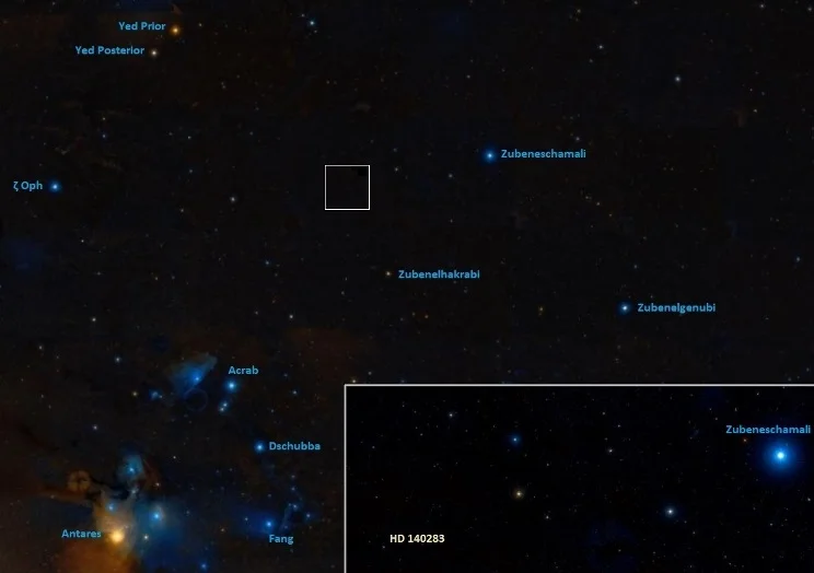 hd 140283 location,where is methuselah star