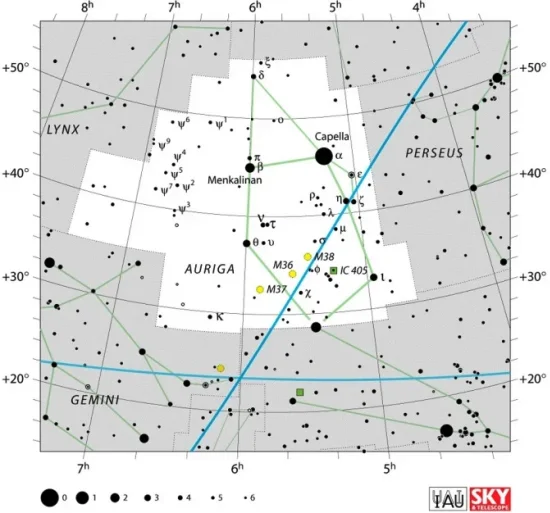 Auriga constellation,auriga stars,auriga star map