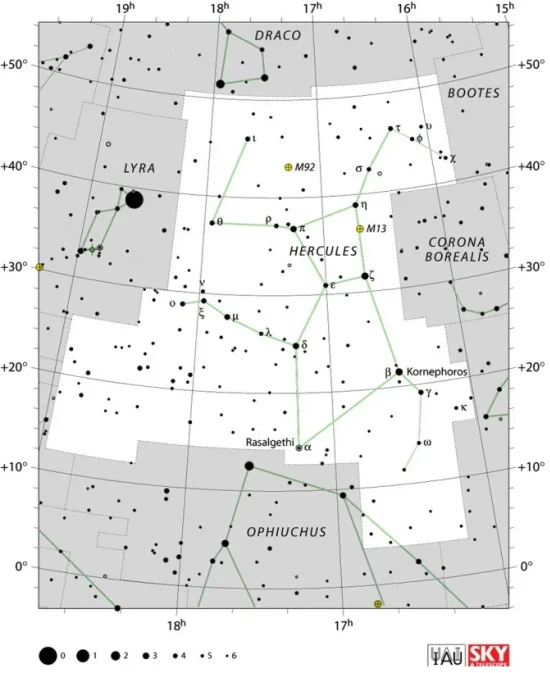 Hercules constellation,hercules stars,hercules star map