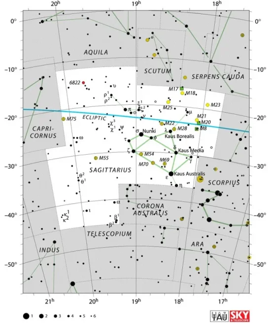 Sagittarius constellation,sagittarius stars,sagittarius star map