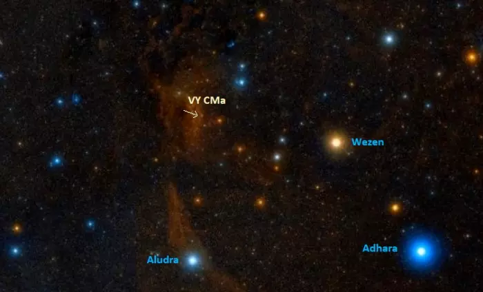 the location of vy canis majoris