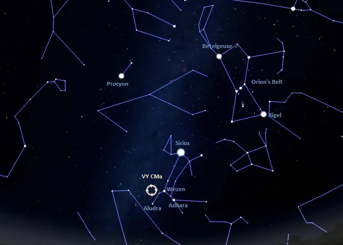 VY Canis Majoris: Star Type, Size, Location, Constellation | Star Facts