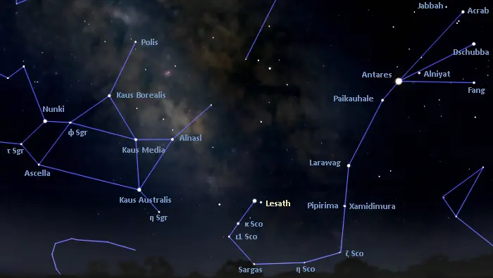 upsilon scorpii location,where is lesath in the sky,how to find lesath