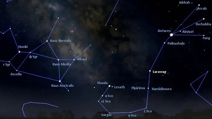 epsilon scorpii location,how to find larawag, where is larawag in the sky