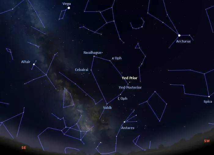 how to find yed prior,where is yed prior in the sky,delta ophiuchi location