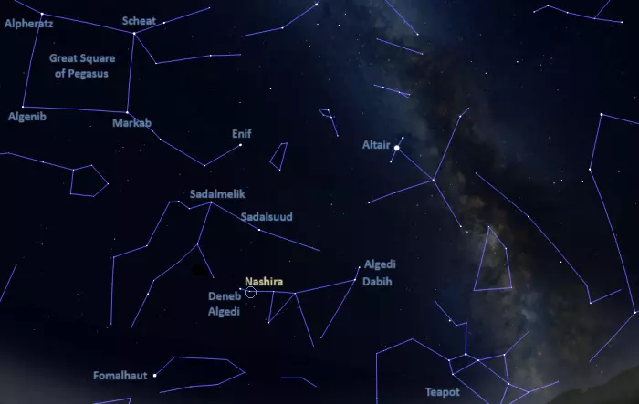 where is nashira in the sky,how to find nashira,beta capricorni location