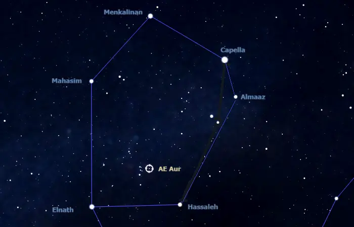 how to find ae aurigae,were is ae aurigae in the sky,ae aurigae finder chart