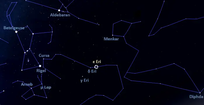 how to find epsilon eridani,where is epsilon eridani in the sky