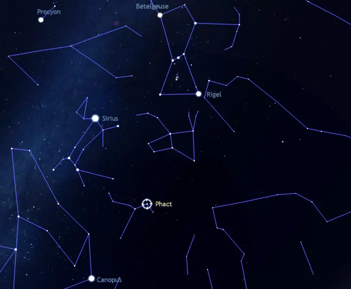 how to find phact,where is phact in the sky,alpha columbae location