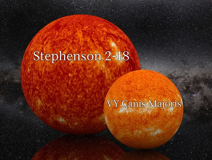 stephenson 2-18 and vy canis majoris size comparison