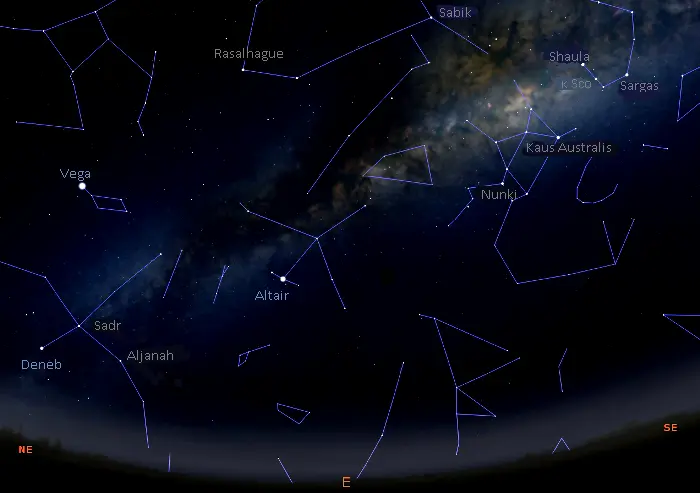 stars visible in the eastern sky tonight in equatorial latitudes