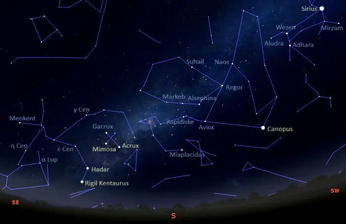A bright star shines in a dark night sky over a distant town
