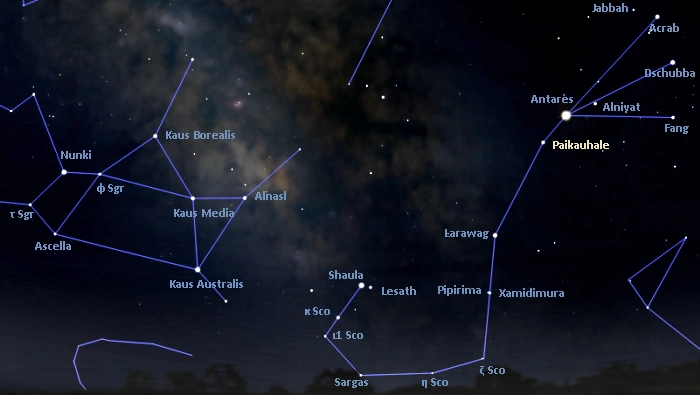 how to find tau scorpii,tau scorpii location,where is paikauhale in the sky