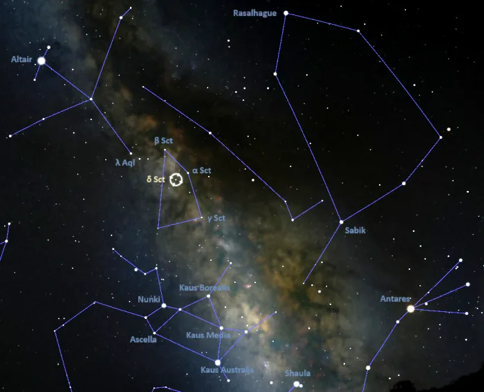 how to find delta scuti,where is delta scuti in the sky