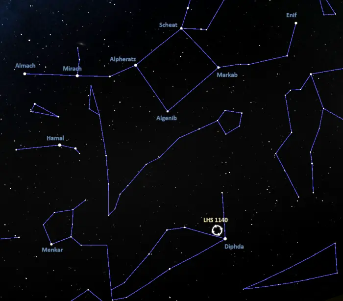 how to find lhs 1140,where is lhs 1140 in the sky