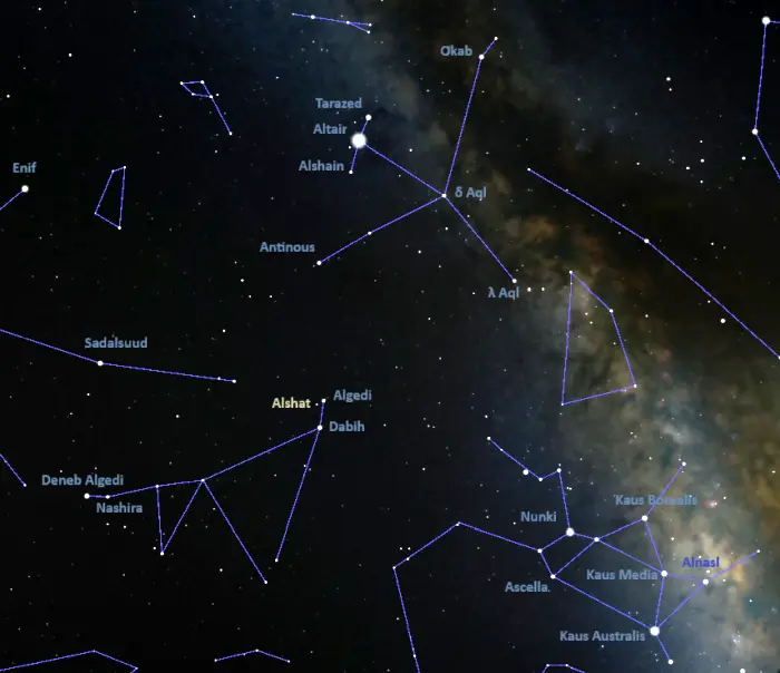 how to find alshat,where is alshat in the sky,nu capricorni location