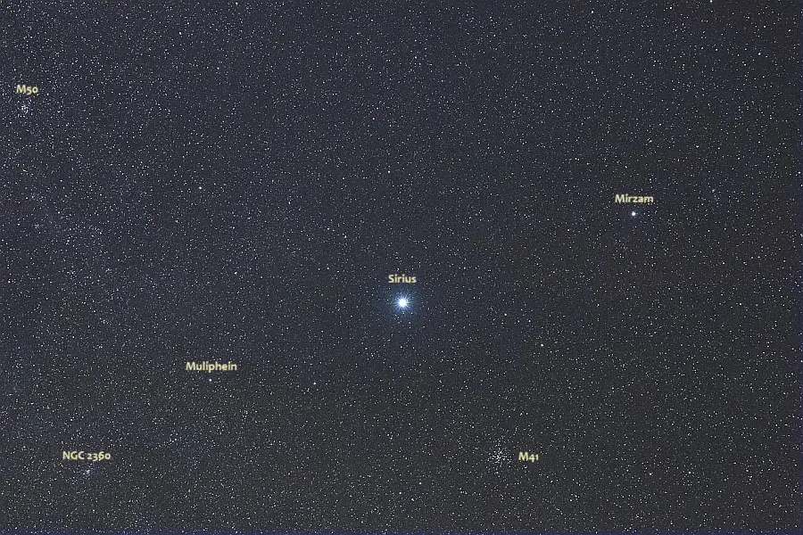 sirius, mirzam and muliphein