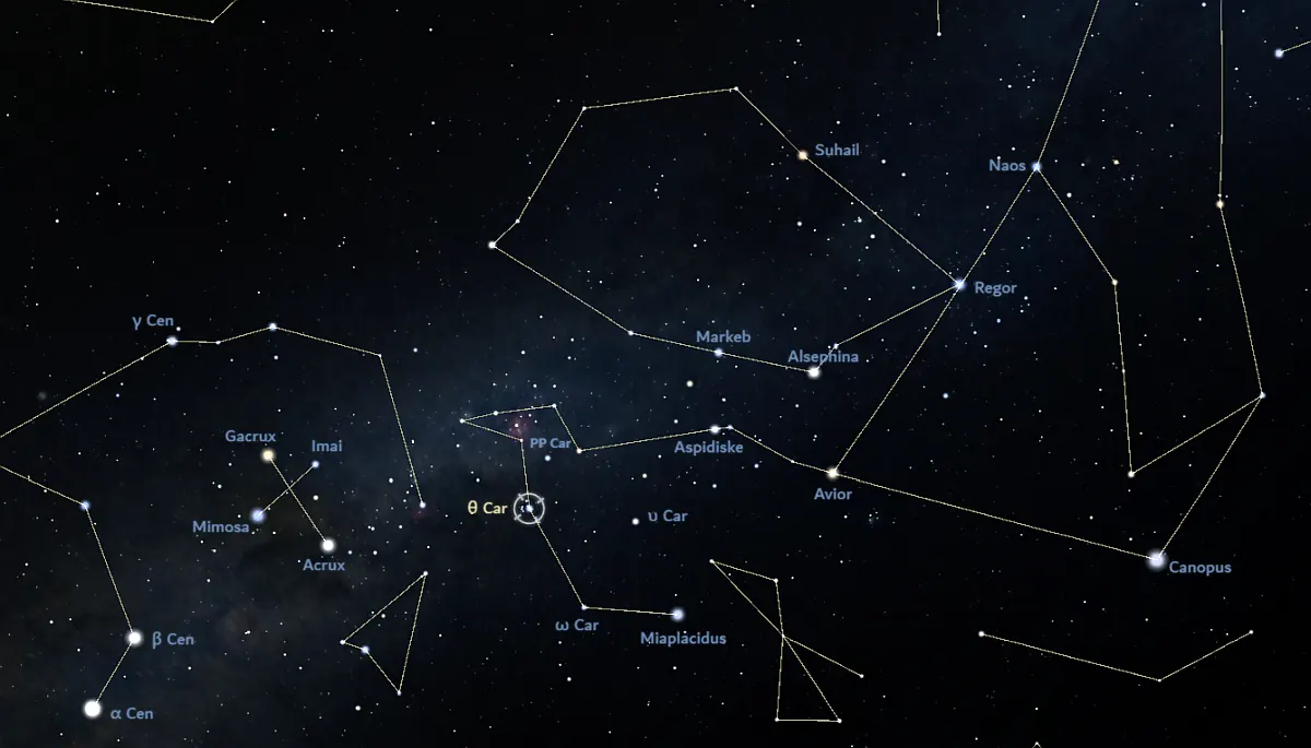 how to find theta carinae,where is theta carinae in the sky
