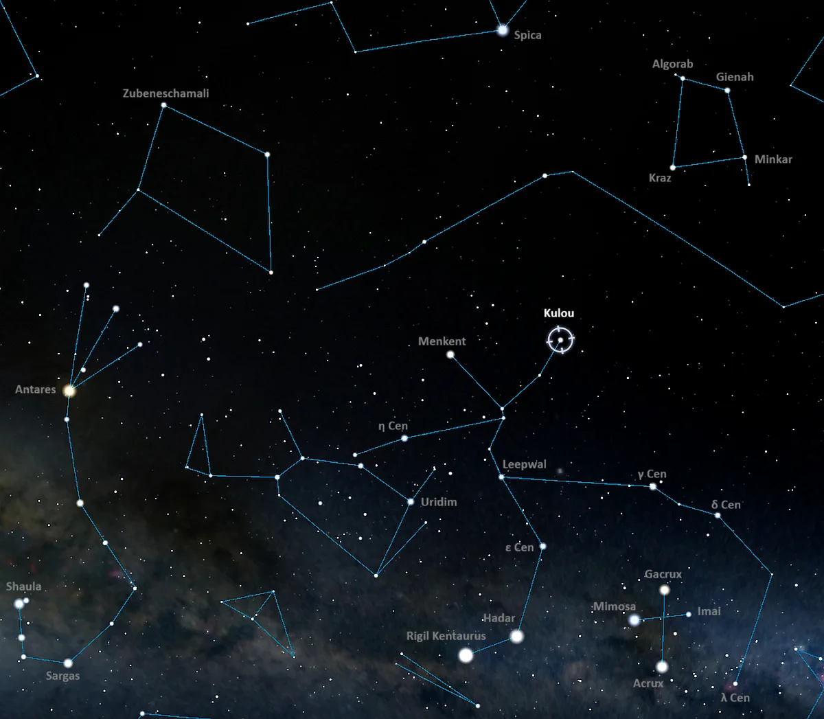 how to find iota centauri,where is iota centauri in the sky,kulou location