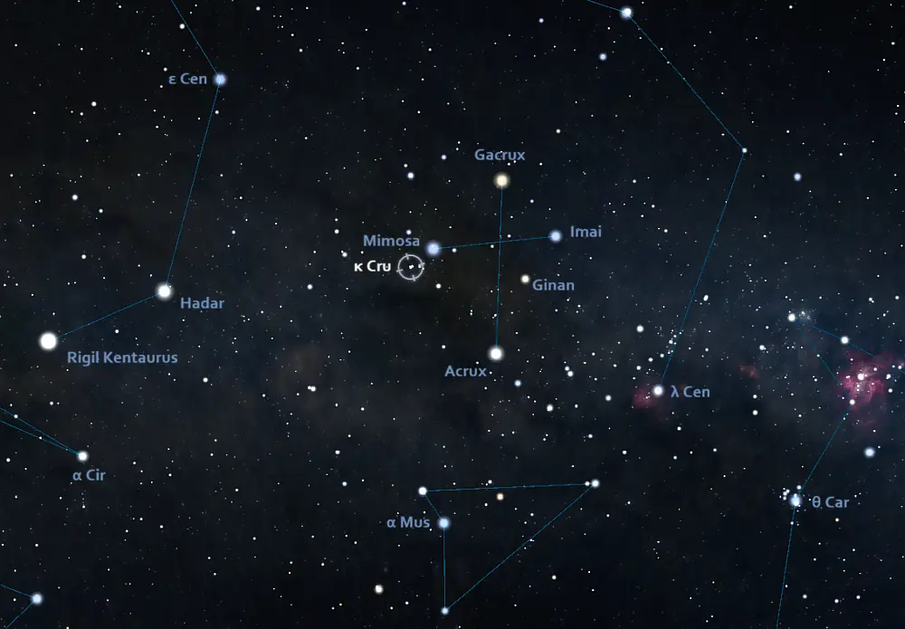 how to find kappa crucis,where is kappa crucis in the sky
