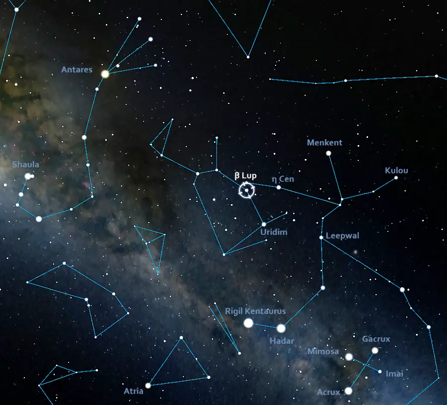 how to find beta lupi,where is beta lupi in the sky