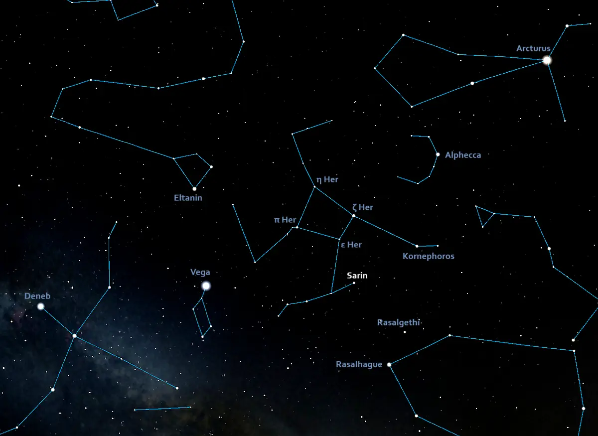 how to find delta herculis,where is delta herculis in the sky,sarin location